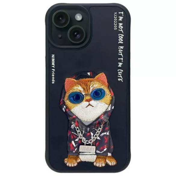 Nimmy Glasses Cool Cat tok iPhone 15 - fekete