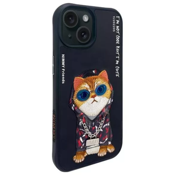 Nimmy Glasses Cool Cat tok iPhone 15 - fekete
