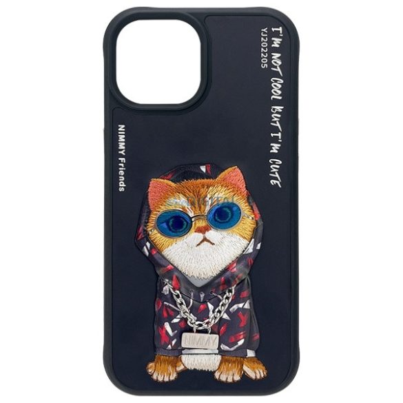 Nimmy Glasses Cool Cat tok iPhone 15 - fekete