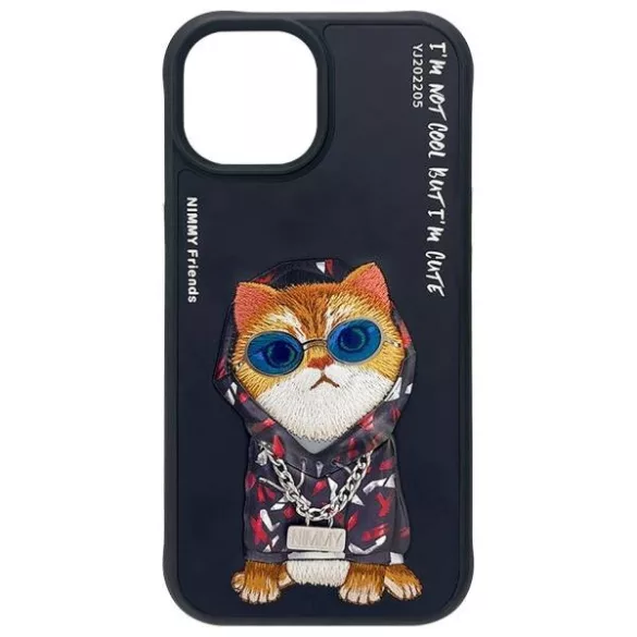 Nimmy Glasses Cool Cat tok iPhone 15 - fekete
