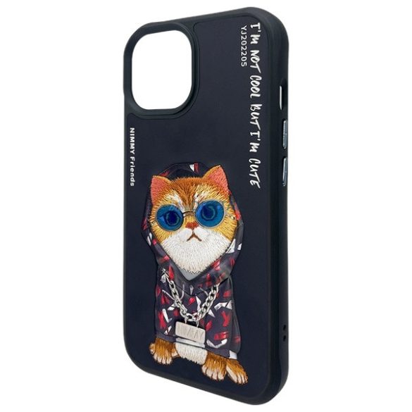 Nimmy Glasses Cool Cat tok iPhone 15 - fekete