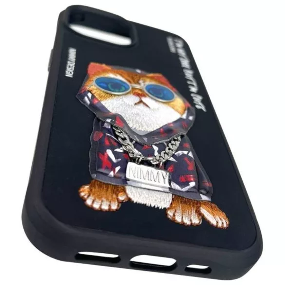 Nimmy Glasses Cool Cat tok iPhone 15 - fekete