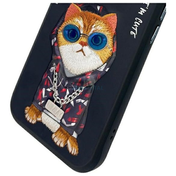 Nimmy Glasses Cool Cat tok iPhone 15 - fekete