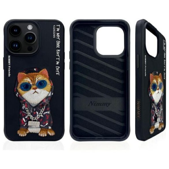 Nimmy Glasses Cool Cat tok iPhone 15 Pro - fekete