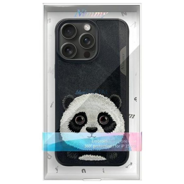 Nimmy Big Eyed Pet 2.0 Panda tok iPhone 15 Pro - fekete