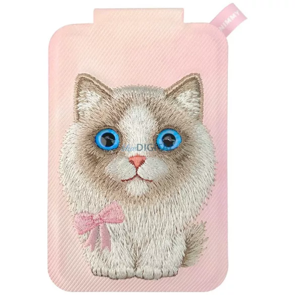 Nimmy New Big Eyed Cute Pets 2.0 Cat mágneses telefon pénztárca-állvány - rózsaszín