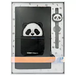 Nimmy 2 az 1-ben szett: jegyzetfüzet + toll, fekete, Big Eyed Pet 2.0 Panda