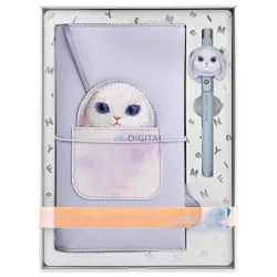   Nimmy 2 az 1-ben szett: jegyzetfüzet + toll, lila, Big Eyed Pet 2.0 nyuszi