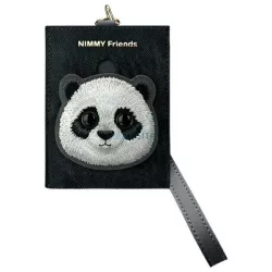 Nimmy kártyatartós, fekete, szemüveges panda