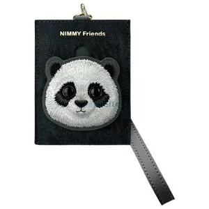Nimmy kártyatartós, fekete, szemüveges panda
