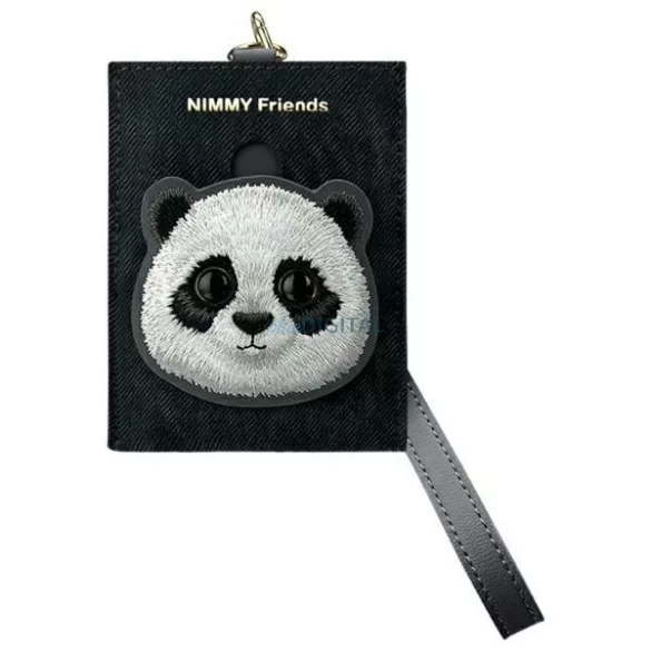 Nimmy kártyatartós, fekete, szemüveges panda