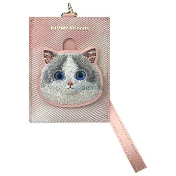 Nimmy kártyatartós, rózsaszín, Big Eyed Pet 2.0 macska