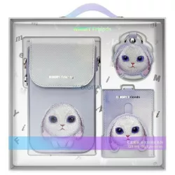   Nimmy 3 az 1-ben szett: telefonhuzat + pénztárcával + nyomkövető tok, lila, Big Eyed Pet 2.0 nyuszi