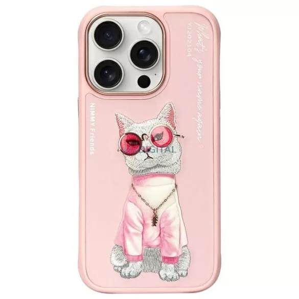 Nimmy Glasses Cool Cat tok iPhone 16 Pro - rózsaszín