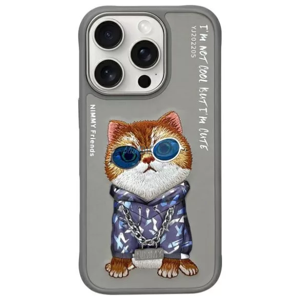 Nimmy Glasses Cool Cat tok iPhone 16 Pro - szürke