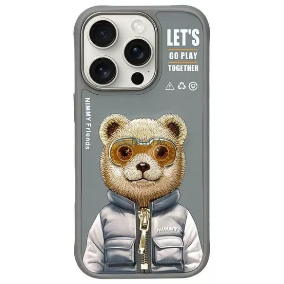 Nimmy Cool&Cute 2.0 Bear tok iPhone 16 Pro - szürke