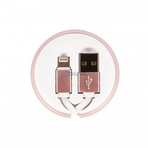 Richmond&Finch visszahúzható kábel USB-A - Lightning - rózsaszín márvány