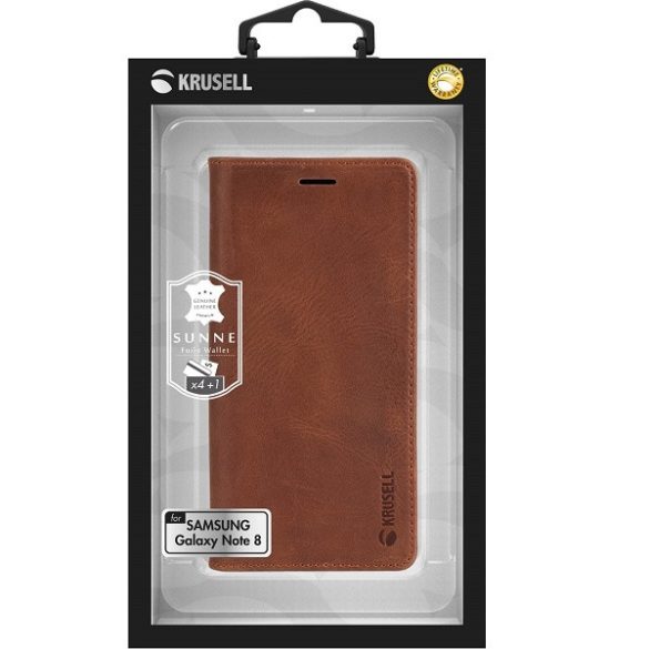 Krusell Sam Note 8 Sunne 4 Card konyakszínű 61123 tok