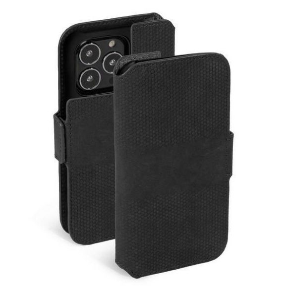 Krusell telefontok pénz-és kártyatartóval bőr iPhone 13 Pro Max 6.7" fekete tok