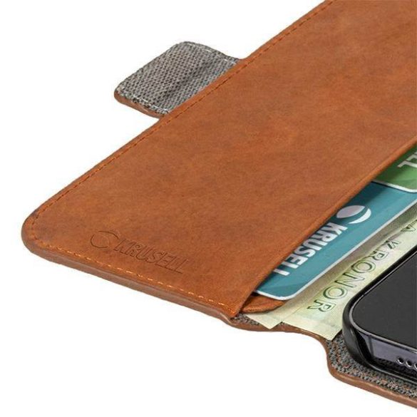 Krusell PhoneWallet bőr iPhone 13 / 14 / 15 6,1" barna tok