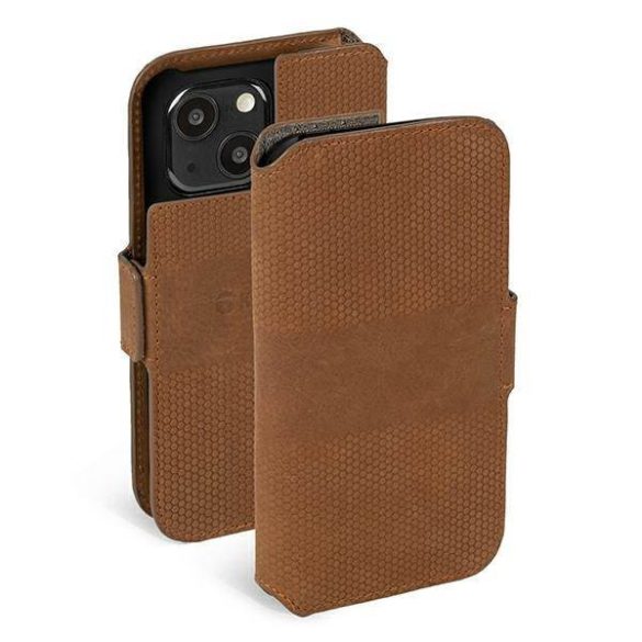 Krusell PhoneWallet bőr iPhone 13 / 14 / 15 6,1" barna tok