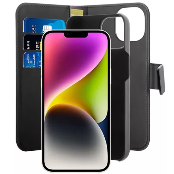 Puro levehető pénztárcával iPhone 14 Pro 6,1" 2w1 MagSafe fekete PUIPC14P61BKMAG1BLK tok