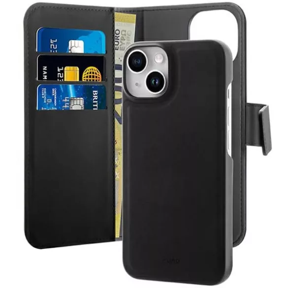 Puro levehető pénztárcával iPhone 14 Pro 6,1" 2w1 MagSafe fekete PUIPC14P61BKMAG1BLK tok
