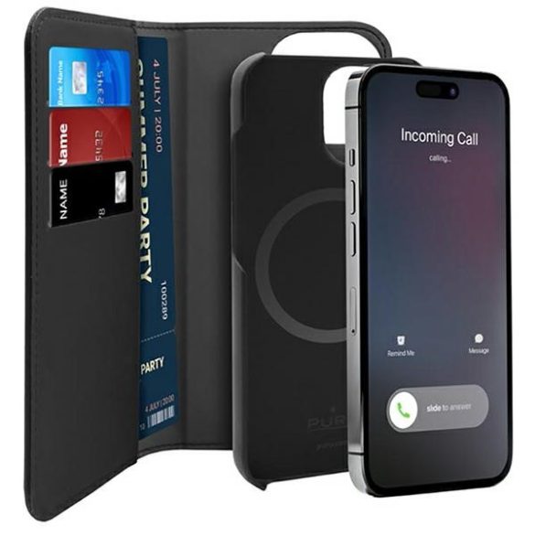 Puro levehető pénztárcával iPhone 14 Pro Max 6,7" 2w1 MagSafe fekete PUIPC14P67BKMAG1BLK tok