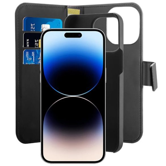 Puro levehető pénztárcával iPhone 14 Pro Max 6,7" 2w1 MagSafe fekete PUIPC14P67BKMAG1BLK tok