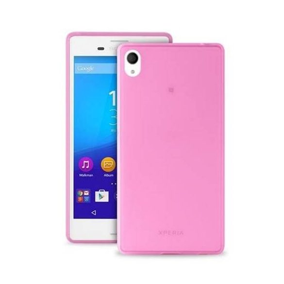 Puro Ultra Slim 0.3mm Sony M4 Aqua rózsaszín tok + fólia