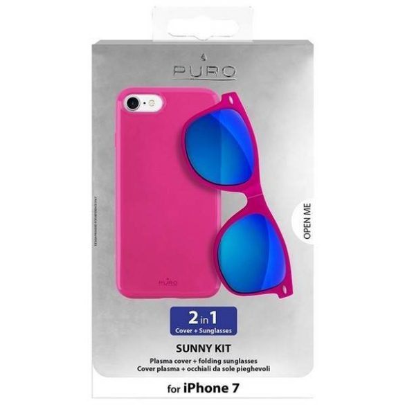 Puro Sunny Kit Tok iPhone 7/8 SE 2020 / SE 2022 rózsaszín tok + napszemüveg