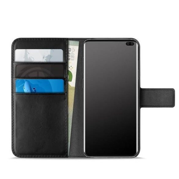 Puro Booklet Wallet Samsung Galaxy S10 Plus G975 fekete könyvtok kártya- és pénztartóval