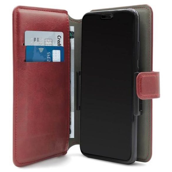PURO Wallet 360° XL Tok univerzális piros könyvtok kártyatartóval és forgatható telefontartóval