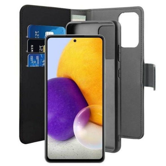 Puro Wallet Detachable Samsung A72 5G A726/A72 LTE A725 2 az 1-ben fekete könyvtok + hátlap