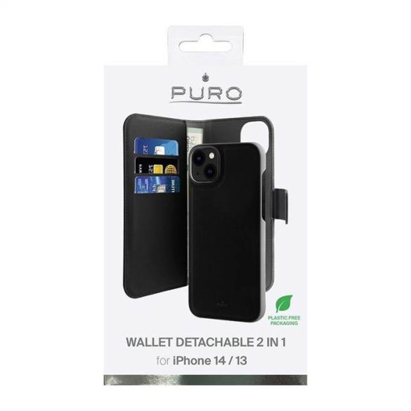 Puro levehető pénztárcával iPhone 14 Plus / 15 Plus 6,7" 2in1 fekete IPC1467BOOKC3BLK tok