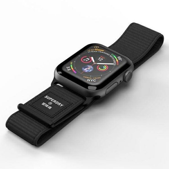 SuperDry óraszíj Apple Watch 38/40/41 mm Series 4/5/6/7/8/SE/SE 2 Nylon Weave fekete