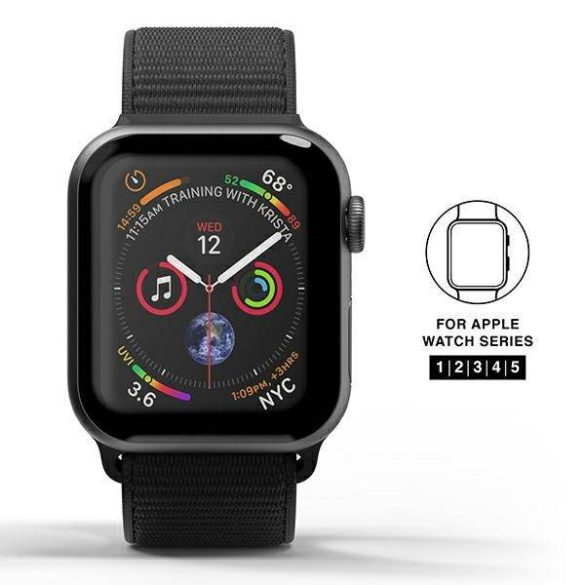 SuperDry óraszíj Apple Watch 38/40/41 mm Series 4/5/6/7/8/SE/SE 2 Nylon Weave fekete