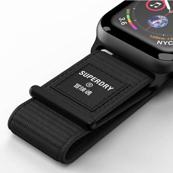 SuperDry óraszíj Apple Watch 38/40/41 mm Series 4/5/6/7/8/SE/SE 2 Nylon Weave fekete