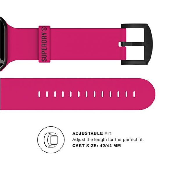 SuperDry Watchband Apple Watch 42/44/45 /49 mm Series 4/5/6/7/8/SE/SE2/Ultra/Ultra 2 szilikon rózsaszín tok