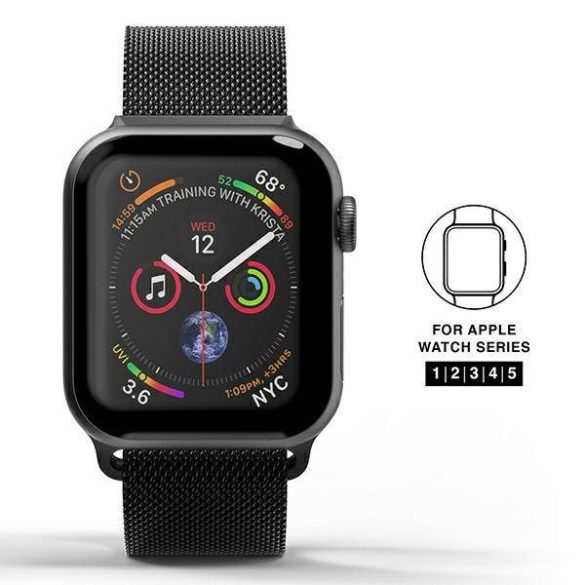 SuperDry óraszíj Apple Watch 38/40/41 mm Series 4/5/6/7/8/SE/SE 2 Chainmail fekete