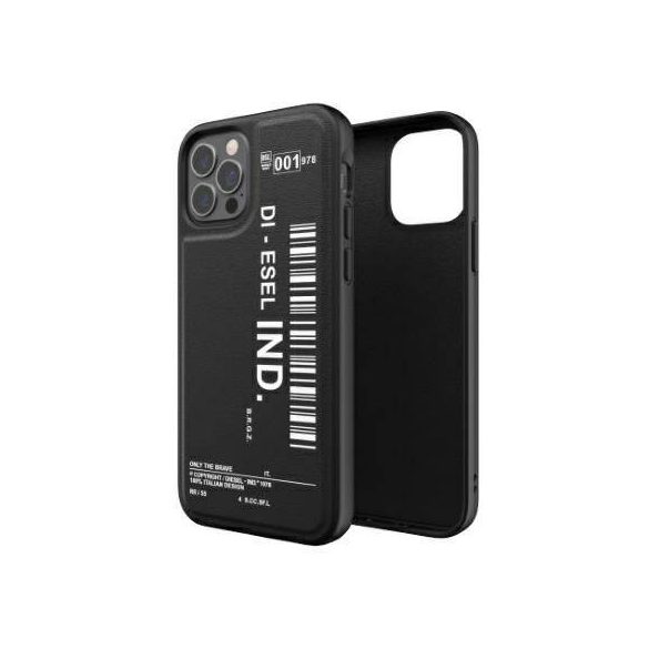 Diesel Moulded Case Core Barcode Graphic iPhone 12/12 Pro fekete/fehér tok