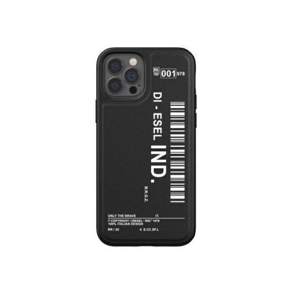 Diesel Moulded Case Core Barcode Graphic iPhone 12/12 Pro fekete/fehér tok