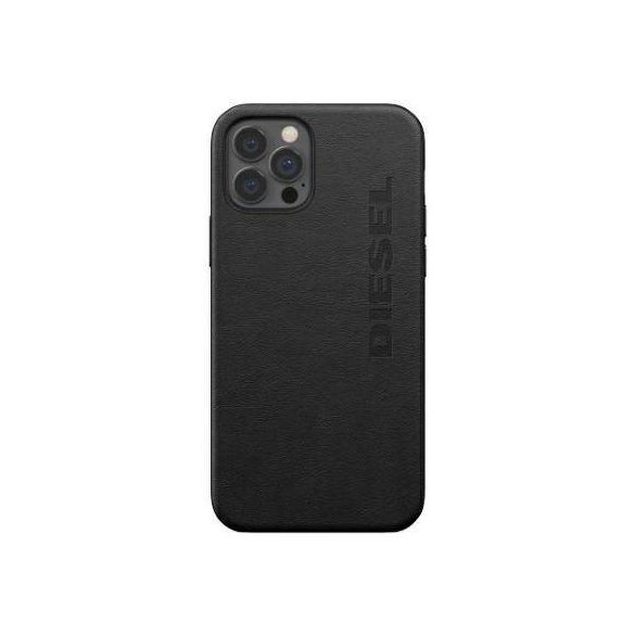 Diesel Moulded Case Prémium bőr Wrap iPhone 12 Pro Max fekete tok