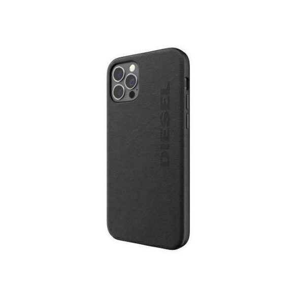 Diesel Moulded Case Prémium bőr Wrap iPhone 12 Pro Max fekete tok
