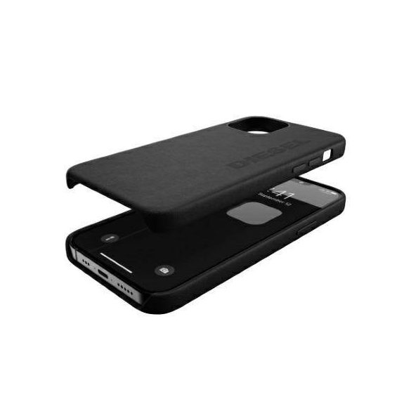 Diesel Moulded Case Prémium bőr Wrap iPhone 12 Pro Max fekete tok