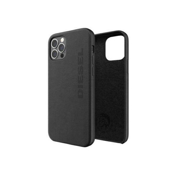 Diesel Moulded Case Prémium bőr Wrap iPhone 12 Pro Max fekete tok