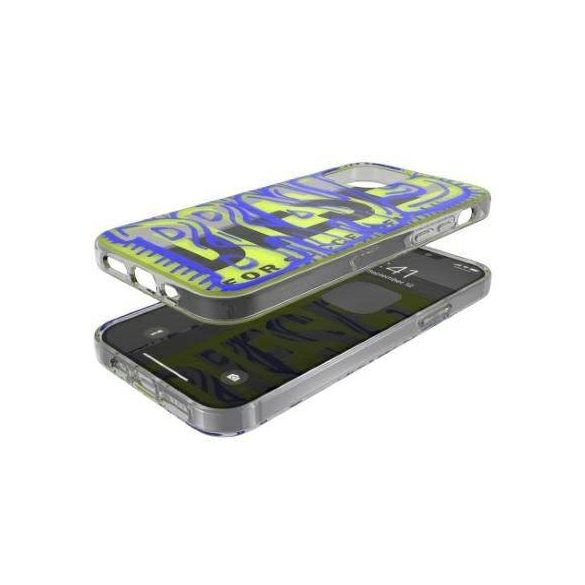 Diesel Snap Case Clear AOP iPhone 12/12 Pro kék/lime tok 