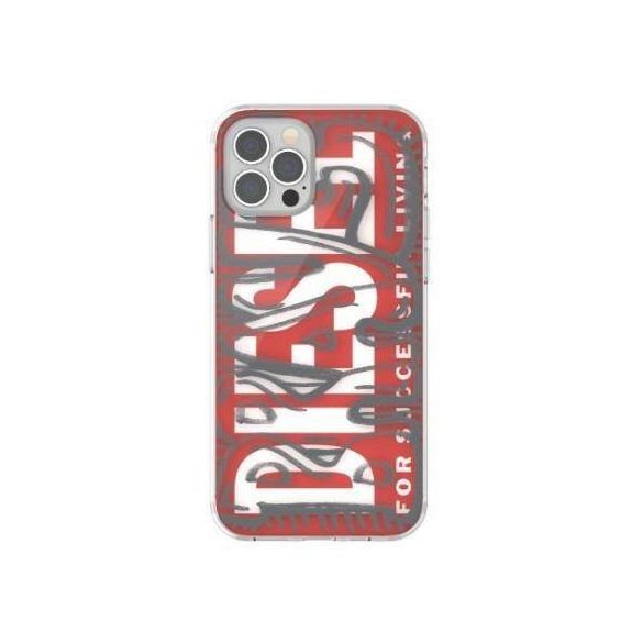 Diesel Snap Case Clear AOP iPhone 12/12 Pro piros/szürke tok