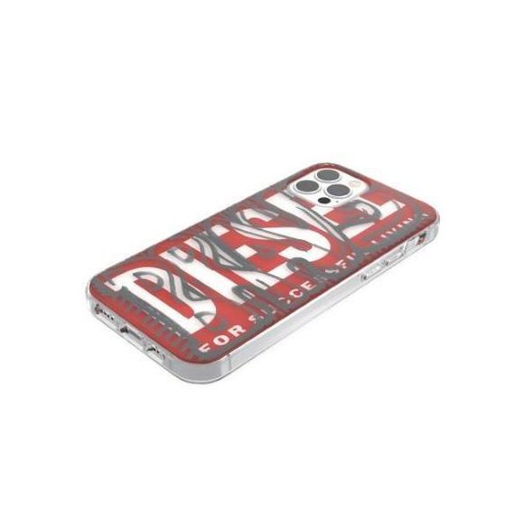 Diesel Snap Case Clear AOP iPhone 12 Pro Max piros/szürke tok