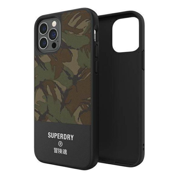 SuperDry formázott vászon tok iPhone 12 Pro Max zöld